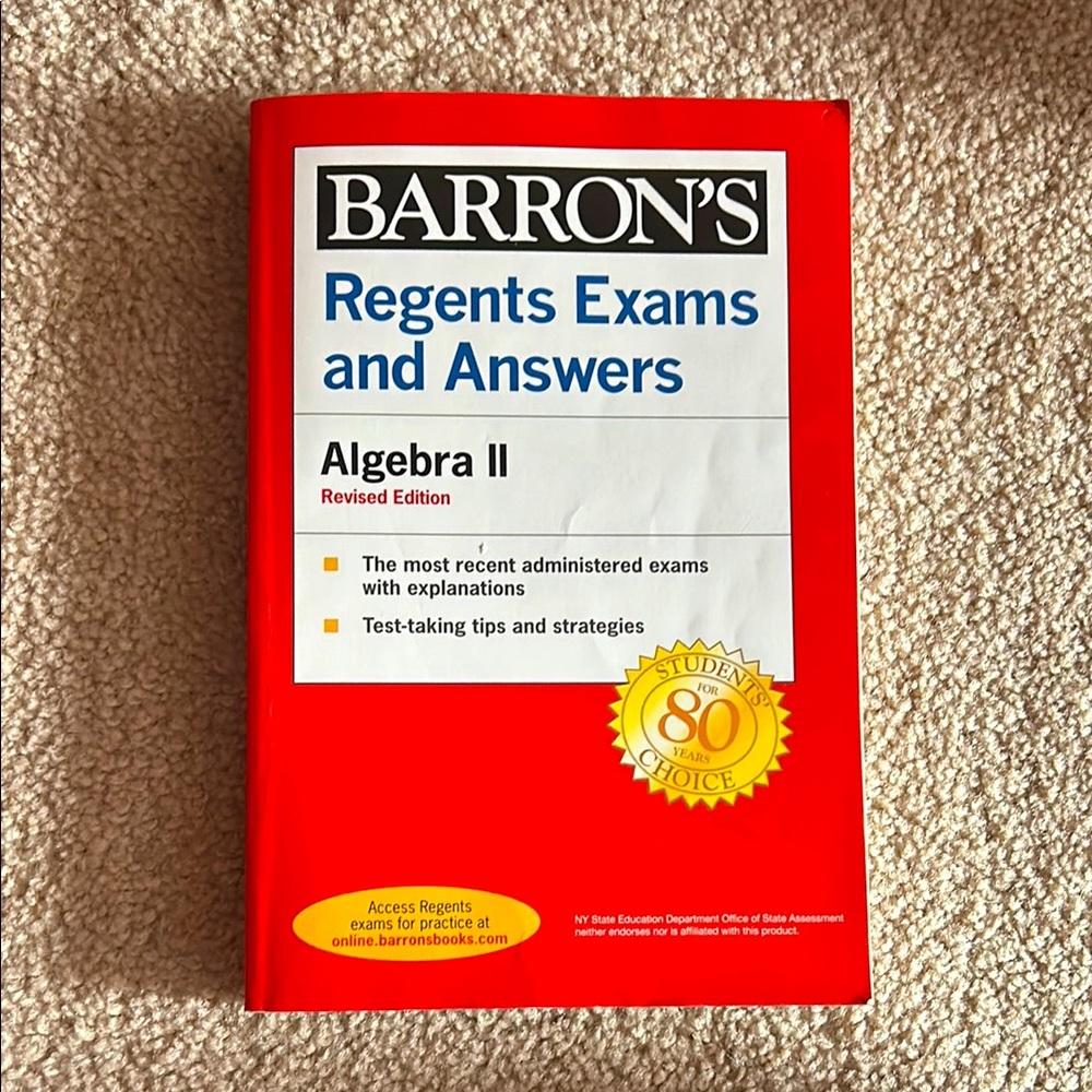 Barron's Regents Exams and Answers Algebra II Book